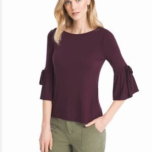 WHBM Burgundy/Purple 3/4 Bell Sleeve Top